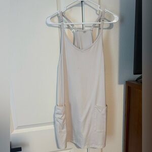 Cream Sleeveless Dress with Pockets